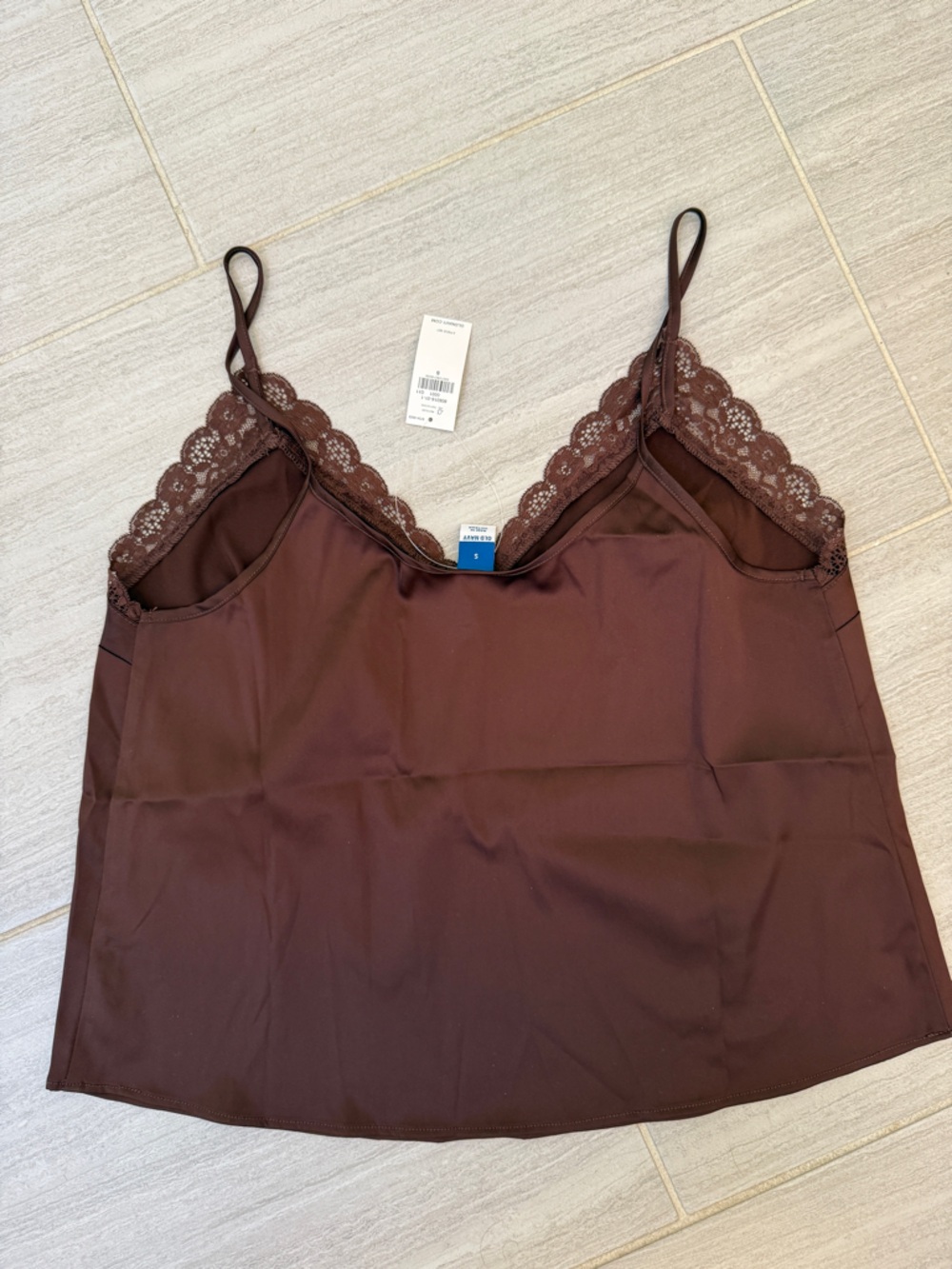 Old Navy Brown Lace-Trim Satin Cami